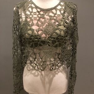 Green crochet crop top